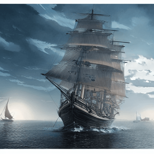AI generated: Photo of a ultra realistic sailing ship, dramatic light, pale sunrise, cinematic lighting, battered,...