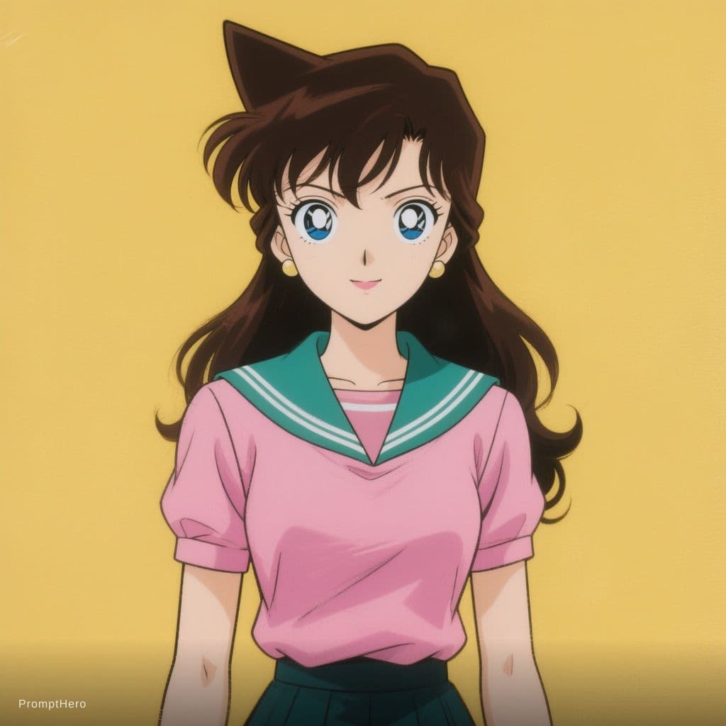 AI generated: Transform this character into Ran Mouri (Rachel Moore) from Detective Conan (Case Closed), 1990s cla...
