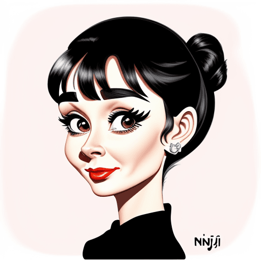 AI generated: Audrey Hepburn caricature  --niji 5