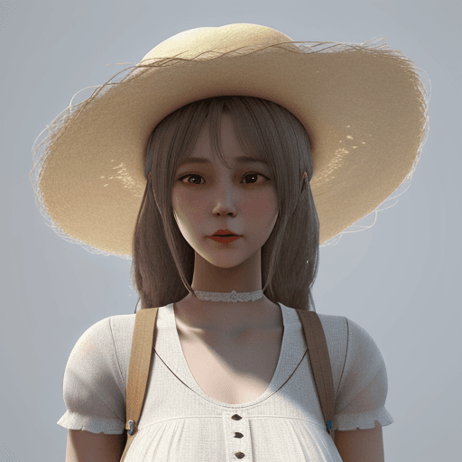 AI generated: super cute fluffy dummy straw doll, straw hat photorealistic, 4K, ultra detailed, vray rendering, un...