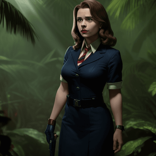 AI generated: Marvel Cinematic Universe British MI6 agent Peggy Carter Margaret Peggy Carter Waitress In The Jungl...