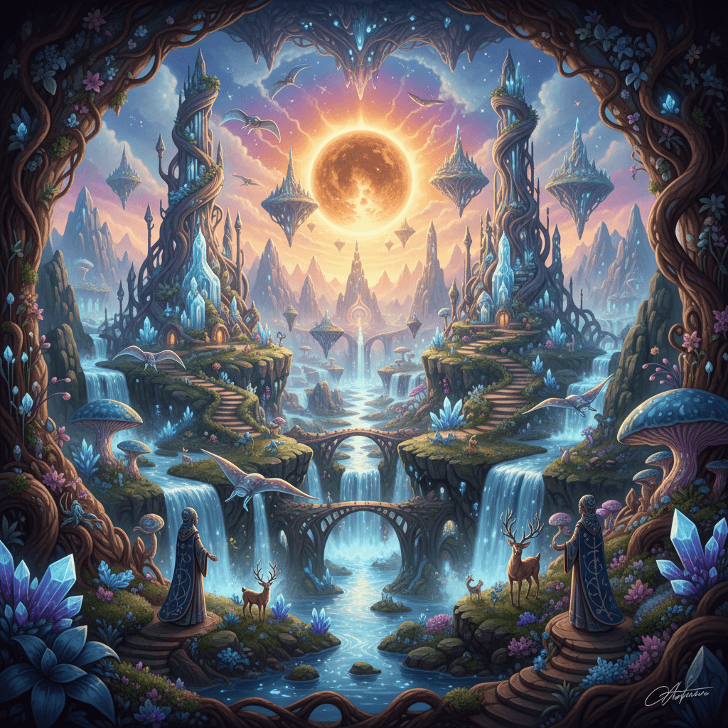 AI generated: A hyper-realistic, whimsical portrait of the land of Agarthia