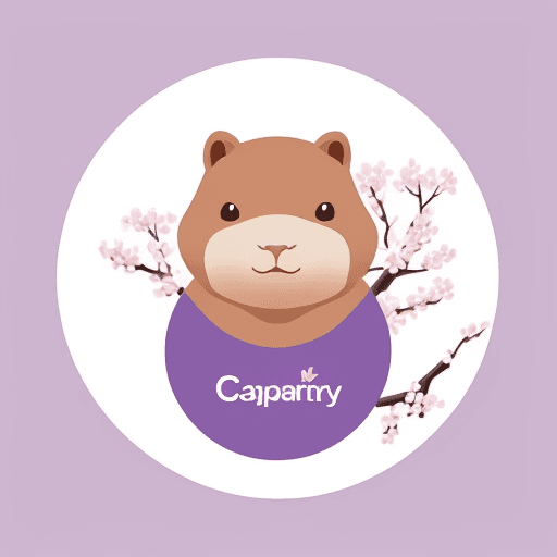 AI generated: Logo for simple mascot for a capybara company in flat vector logo of circle, pink blue purple gradie...