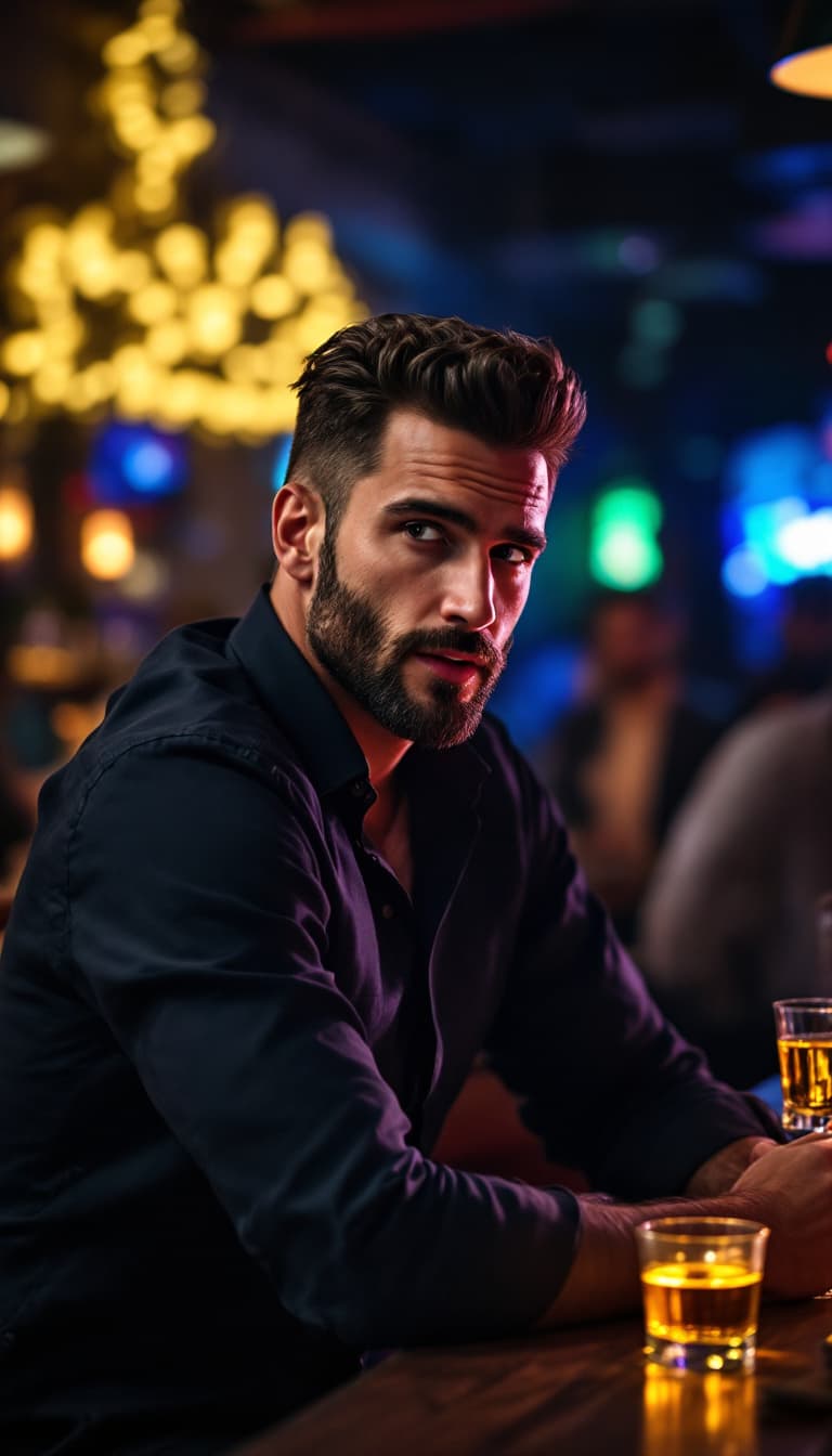 AI generated: Hyper-realistic image of a handsome caucasian man, dark burst-taper hair, short trimmed well-groomed...