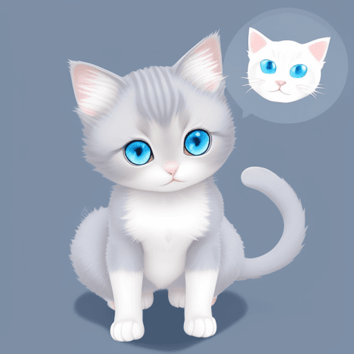 AI generated: a female cat with beautiful eyes and soft fur with blue eyes in a cute cartoon style full body