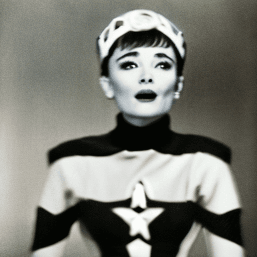 AI generated: Audrey Hepburn, (as captain america),