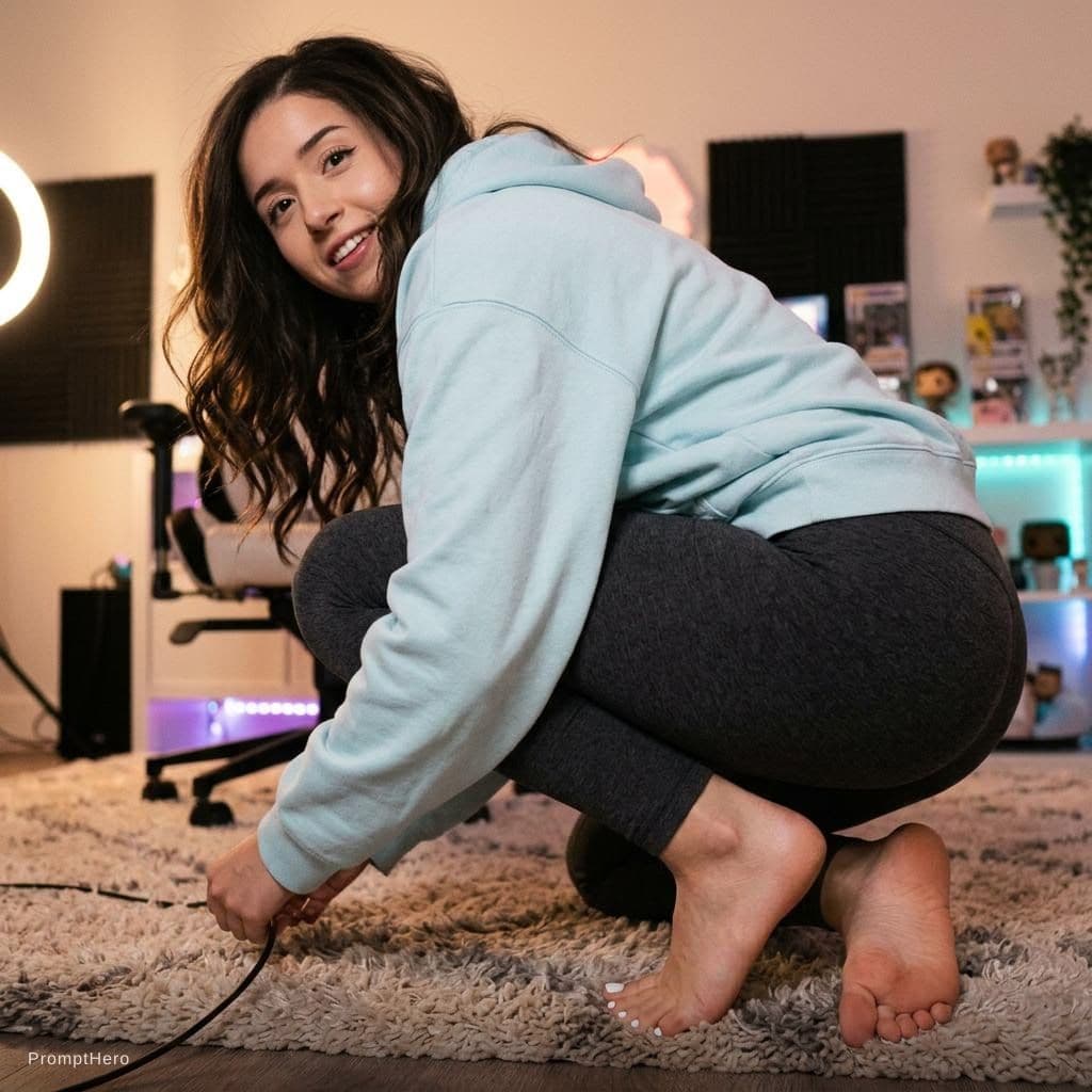 AI generated: generate an image of the streamer pokimane, bent over, with her butt in front of the camera, bare so...