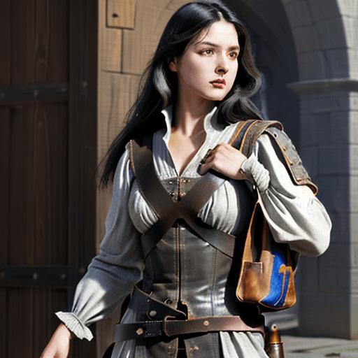 AI generated: gun in hand, medieval, engineer, leather jerkin, renaissance, Pouch over shulder, bag over shulder, ...