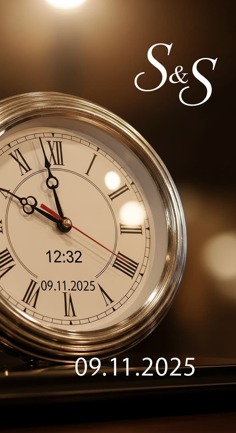 AI generated: A beautifully crafted, antique-style clock, its face elegantly displaying the time 12:32, takes cent...