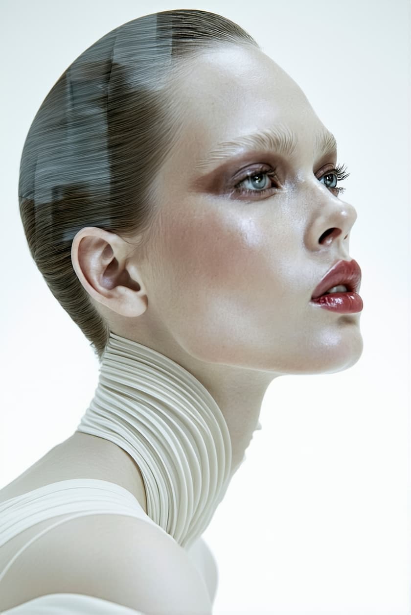 AI generated: Humeur : sérénité ; atmosphère paisible ; photographie de mode ; Mario Testino ; modèle féminin corp...