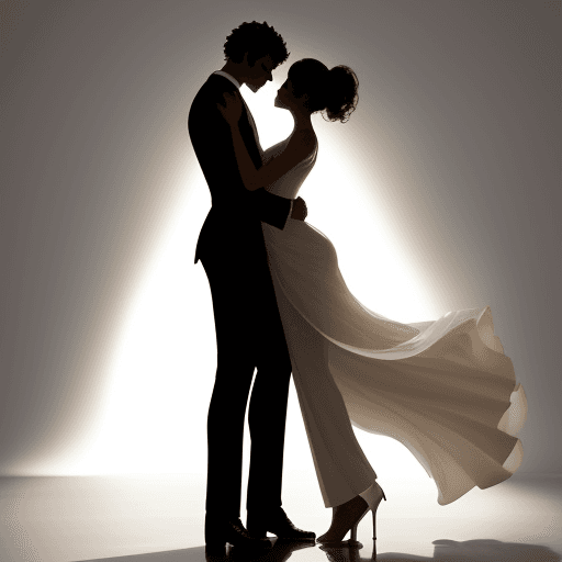 AI generated: This is a silhouette of a woman and a man, both with an athletic figure. These silhouettes of lovers...