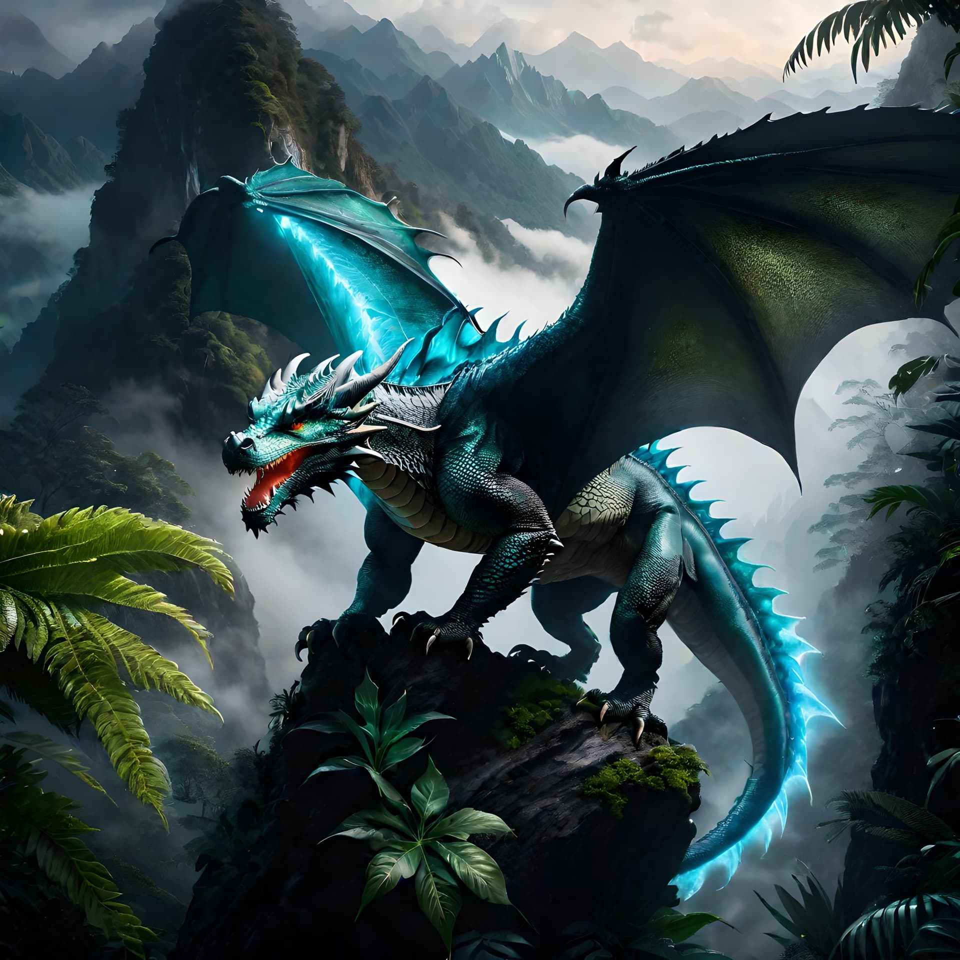 AI generated: sharp focus, studio photo, highly detailed, extremely detailed, natural photo of a dragon climbing u...