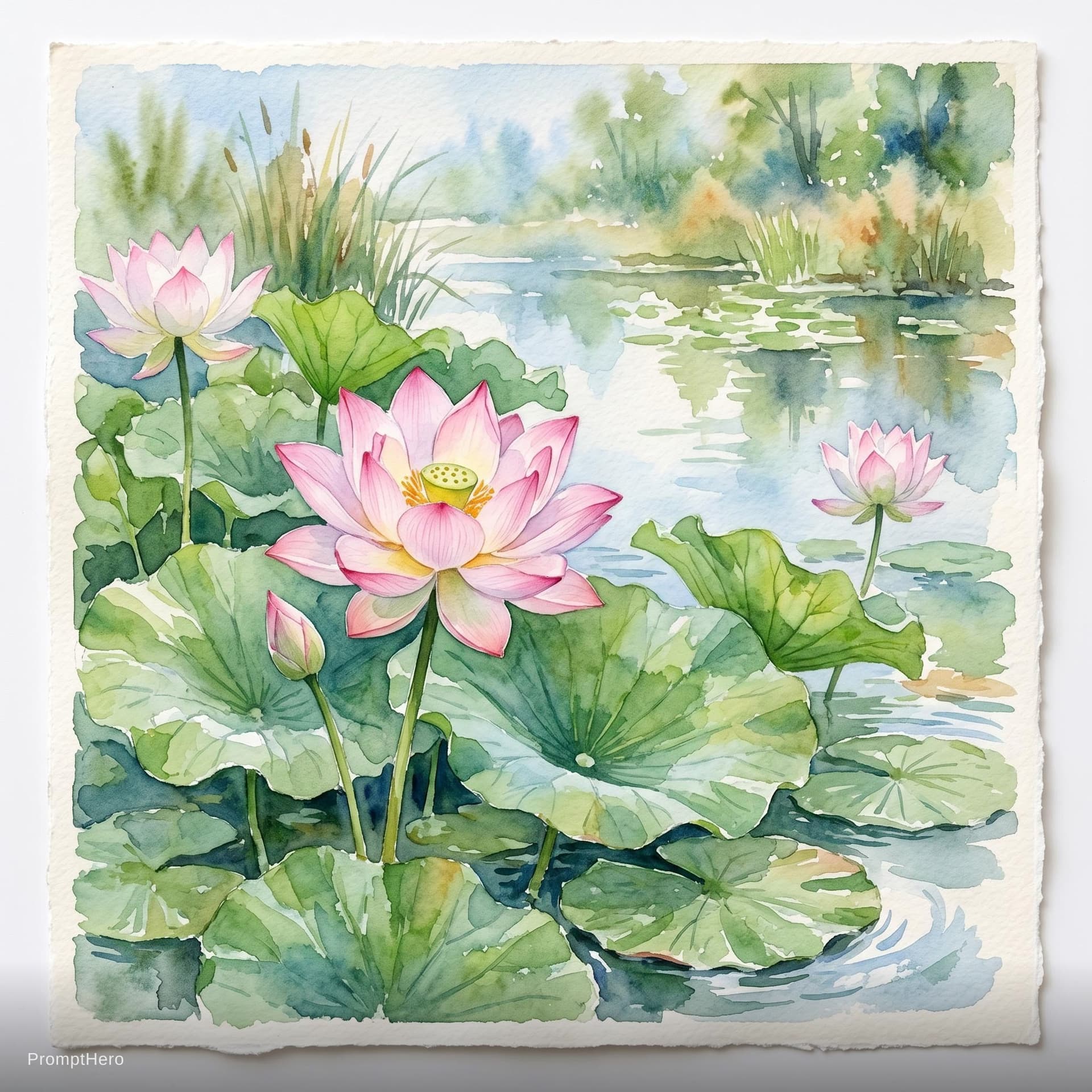 AI generated: Create a watercolour painting of lotus