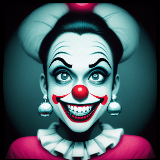 AI generated: smily clown getting diamond grills on teeth, in the style of photo taken with ektachrome, in the sty...