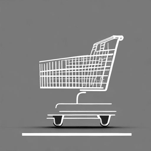 AI generated: Design a monochromatic vectorial synthesis of a shopping cart logo that captures the essence of conv...