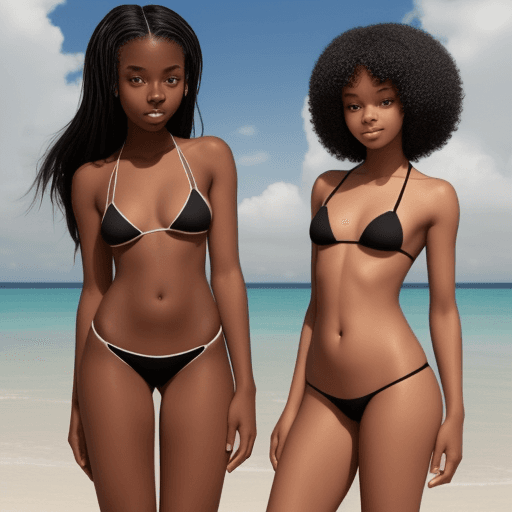 AI generated: two beautiful black girls in tiny bikinis 15 years old