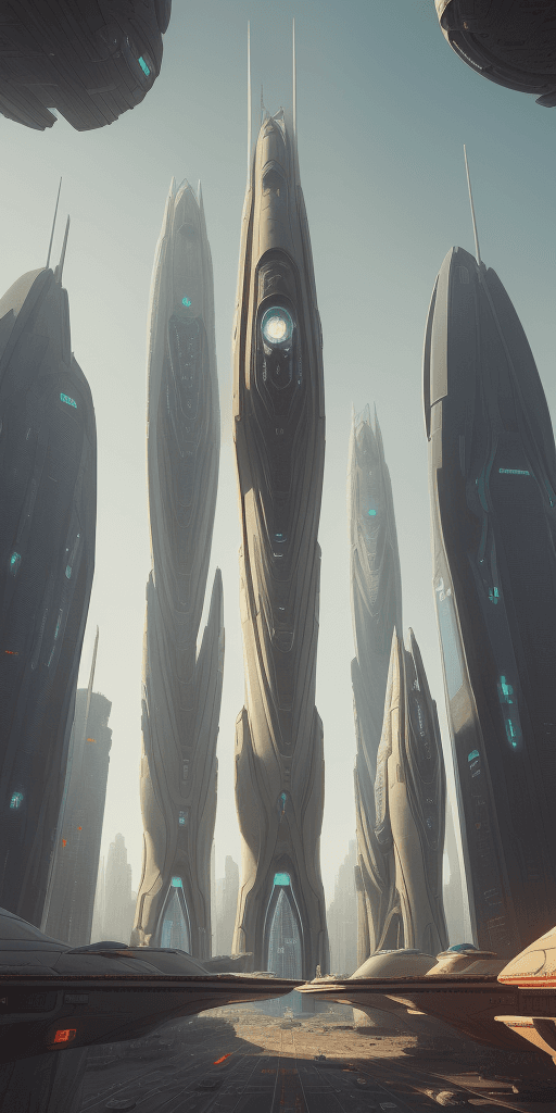 AI generated: a futuristic colony on Mars, a big city build in Arcology style, Busy traffic of futuristic ground a...