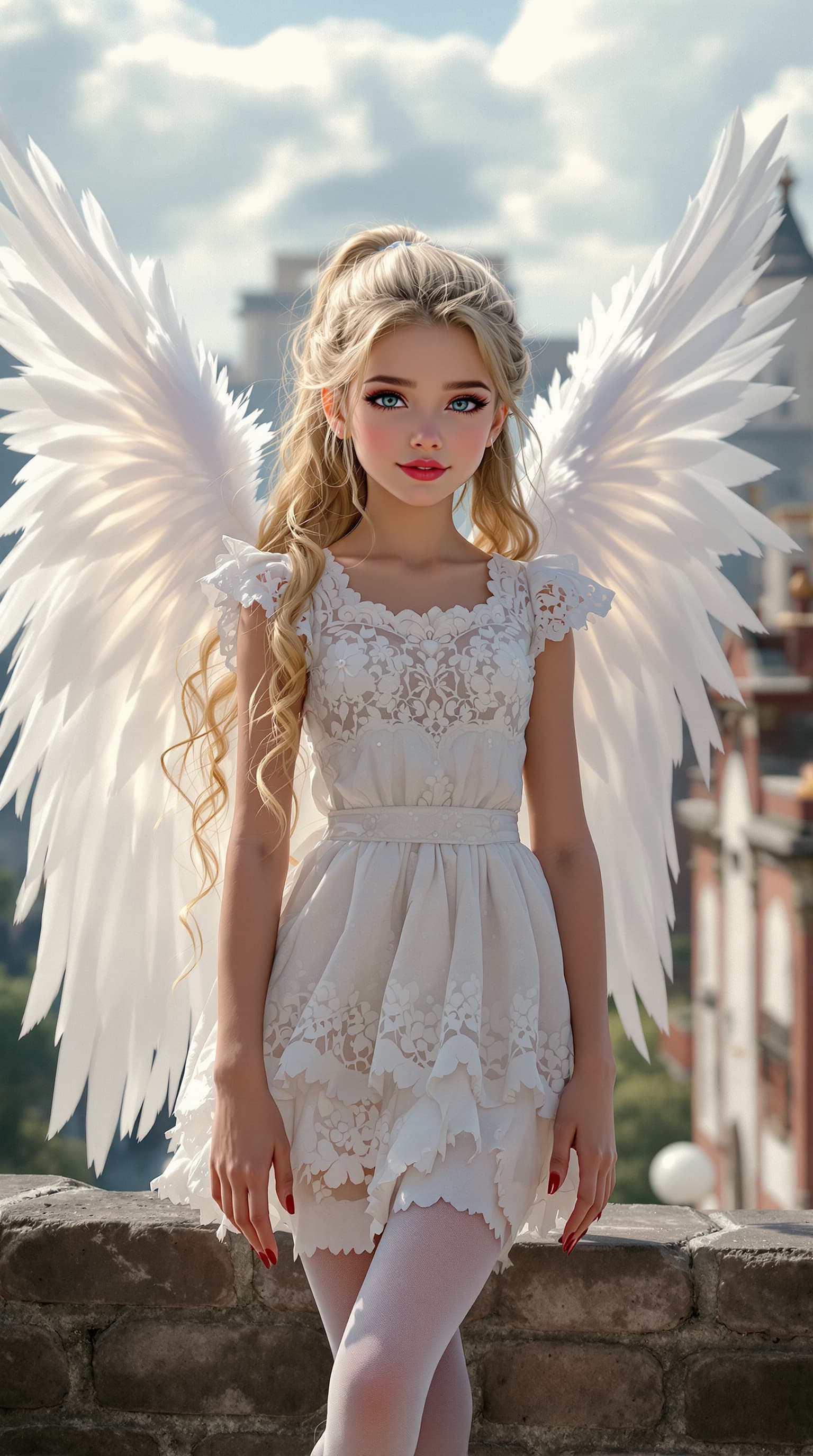 AI generated: A professional photograph captures the most beautiful third-grade girl in the world as a guardian an...