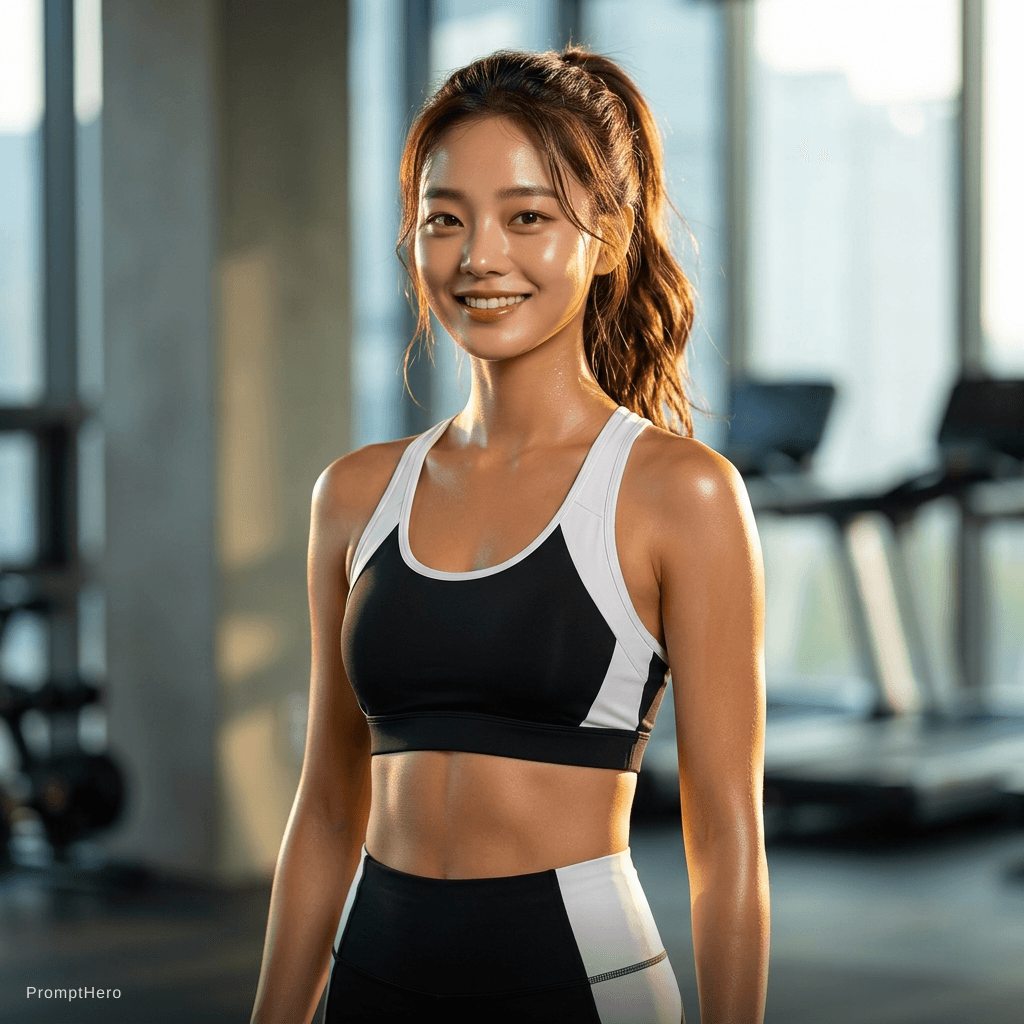 AI generated: fitness glow up — athletic build, healthy glow, workout wear, energetic vibe