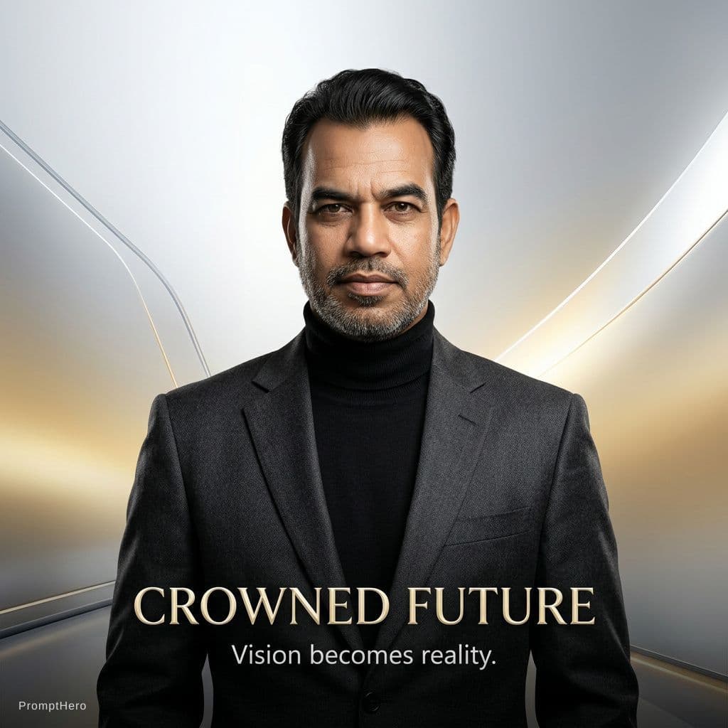 AI generated: Create a hyper-realistic cinematic luxury editorial portrait titled “CROWNED FUTURE”.

SUBJECT: [Typ...