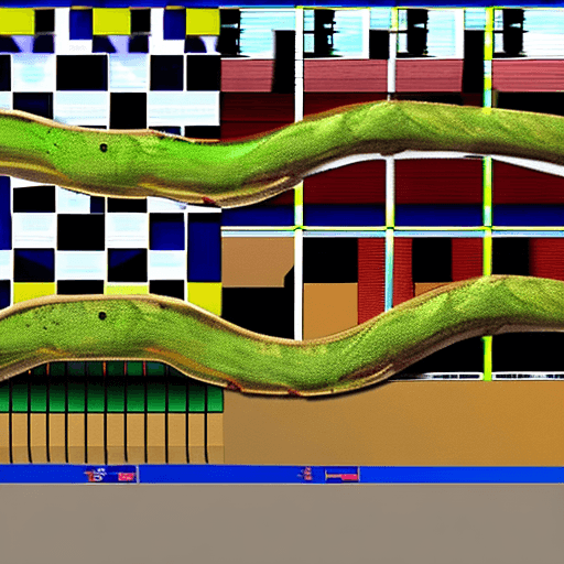 AI generated: generate a 50feet long + 1ton weight large snake which is compared to  building aside.