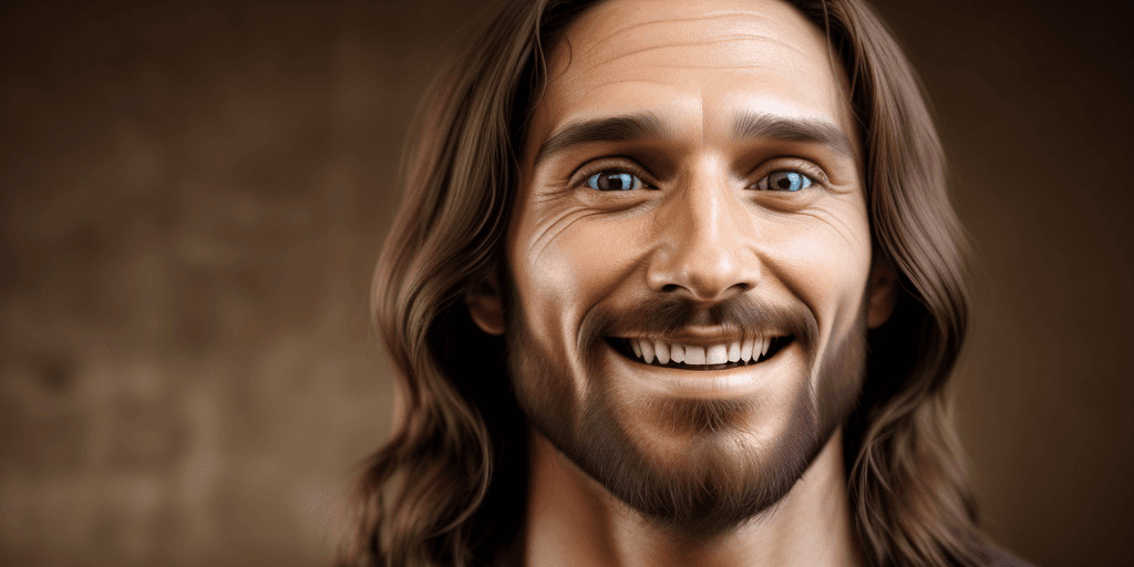 AI generated: face of jesus christ, realistic, smiling