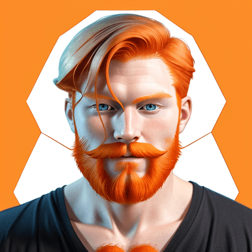 AI generated: A ginger man with hexagon shape hairs