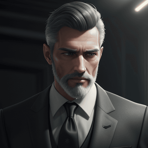 AI generated: Photo of an ultra-realistic man with a formal suit, Caucasian appearance, partly with a gray beard, ...