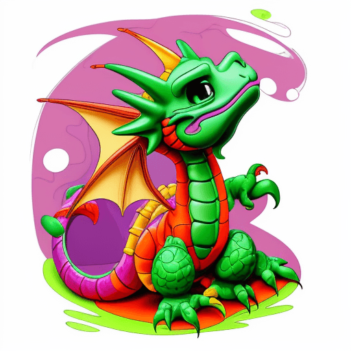 AI generated: coloring book just the art lines not too much lines happy lucky baby dragon 