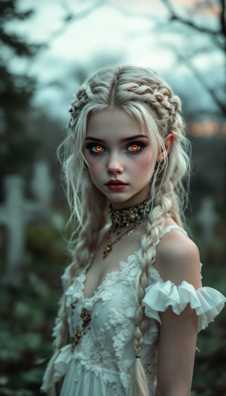 AI generated: a professional photo of a exceptionally of the most beautiful Russian angelic vampire girl in the wo...