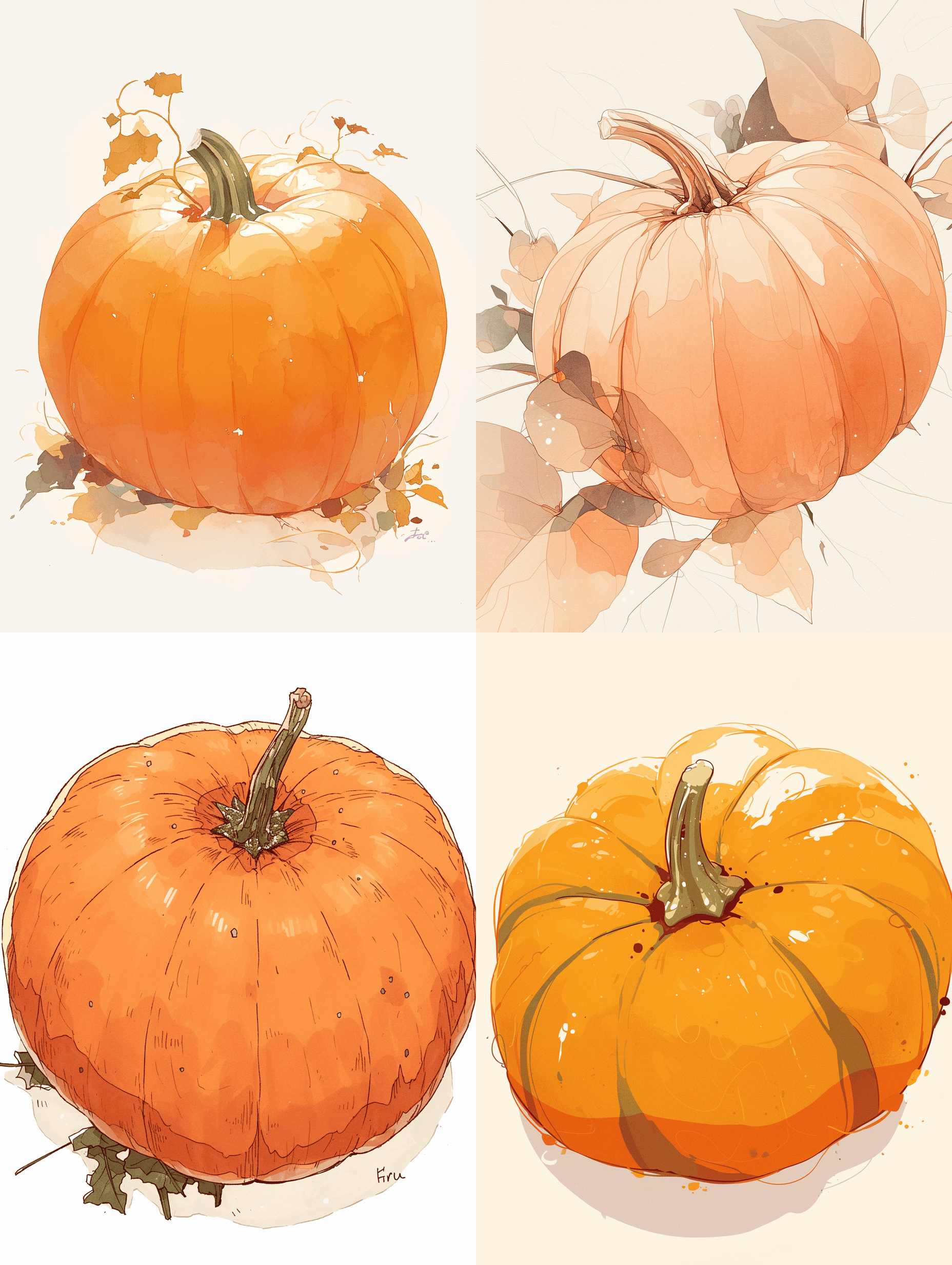 AI generated: a pumpkin, white background, pastel hues, minimal illustration, line art, pen drawing --s 180