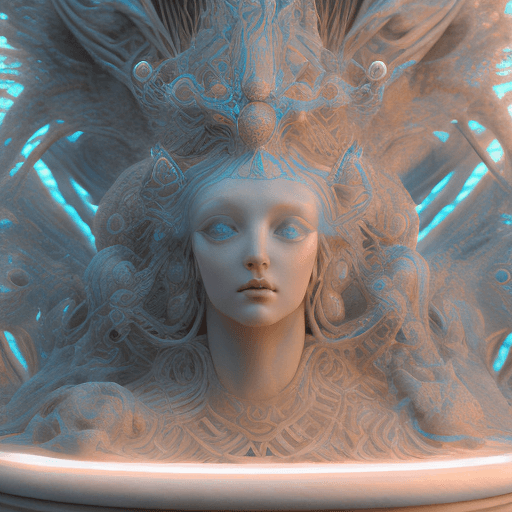 AI generated: Goddess, gigantic breast, voluptuous, bioluminiscent creatures, intricate artwork . octane render, t...