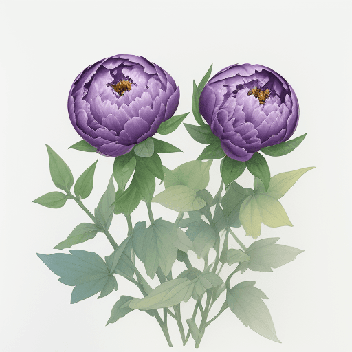 AI generated: common knotweed (purple Peonies), clip art, white background, watercolor, hyperrealism, high detail,...