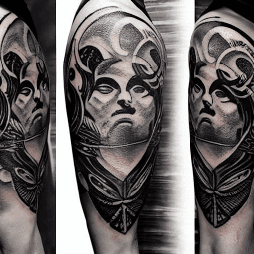 AI generated: tattoo design of mythological symbols of the world