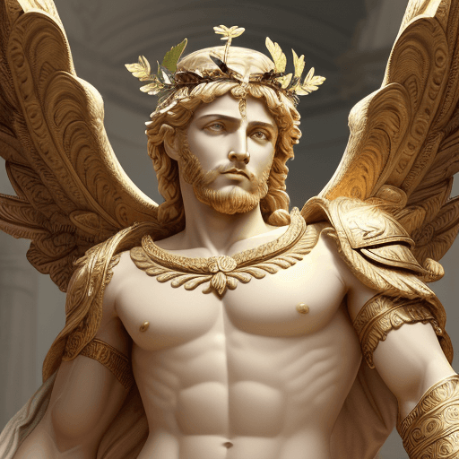 AI generated: A highly detailed photorealistic digital illustration of a Greek god, depicted with a powerful and m...