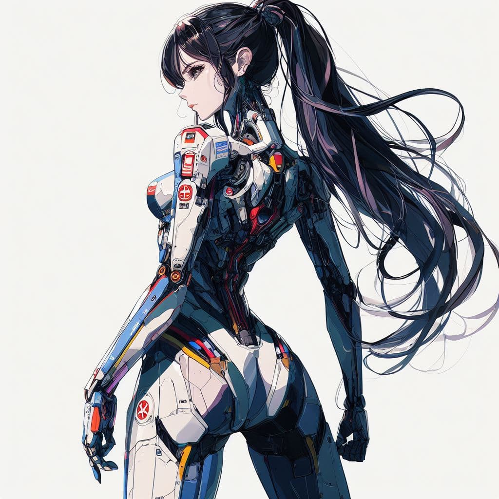 AI generated: digital art, best quality, highly detailed, manga style, solid manga colors, full-length body shot :...