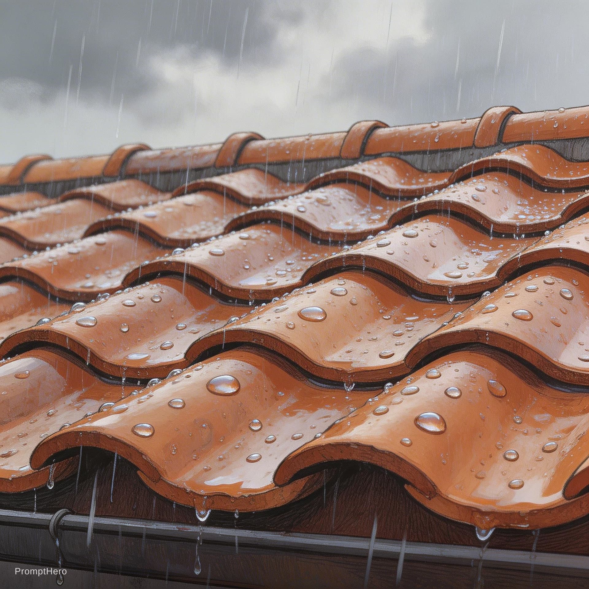 AI generated: Raindrops on the roof, Pitter-patter lullaby, Cleansing for the soul| dynamic pose | centered| key v...