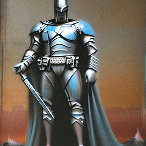 AI generated: e dark knight in white armor with a sword, in the style of dark gray and azure, elaborate artistic e...