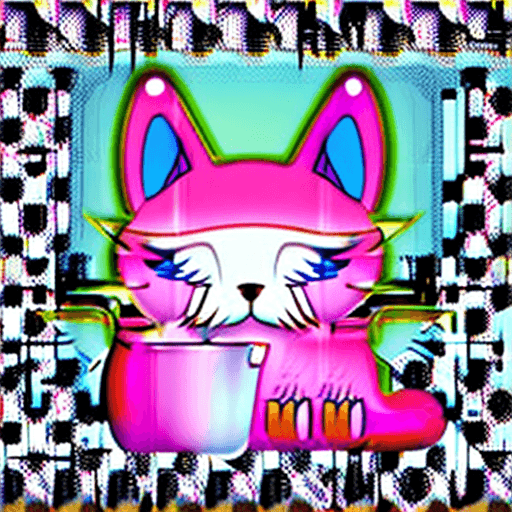 AI generated: Cute Vector | Vector cat character for t-shirt design, pink, blue, yellow, green colored, clean and ...
