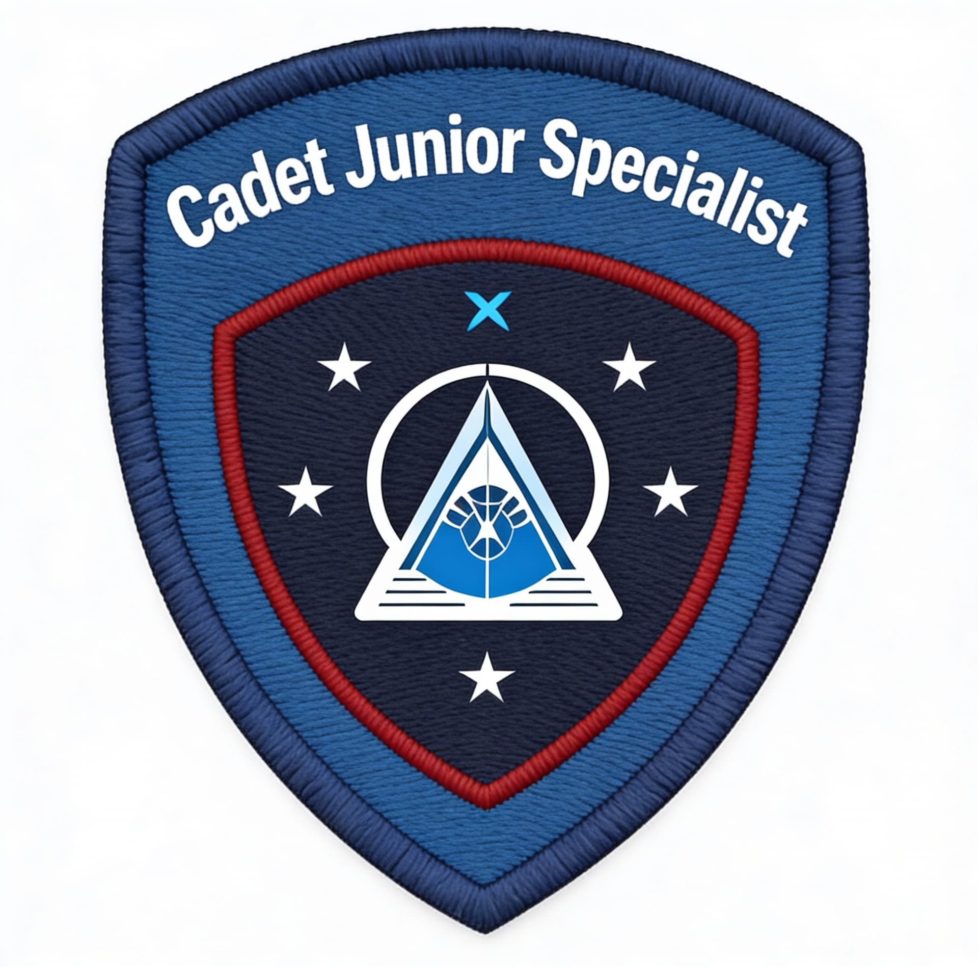 AI generated: Create Sci-Fi uniform patches. Use the reference image 1, and change Cadet Third-Class to Cadet Juni...