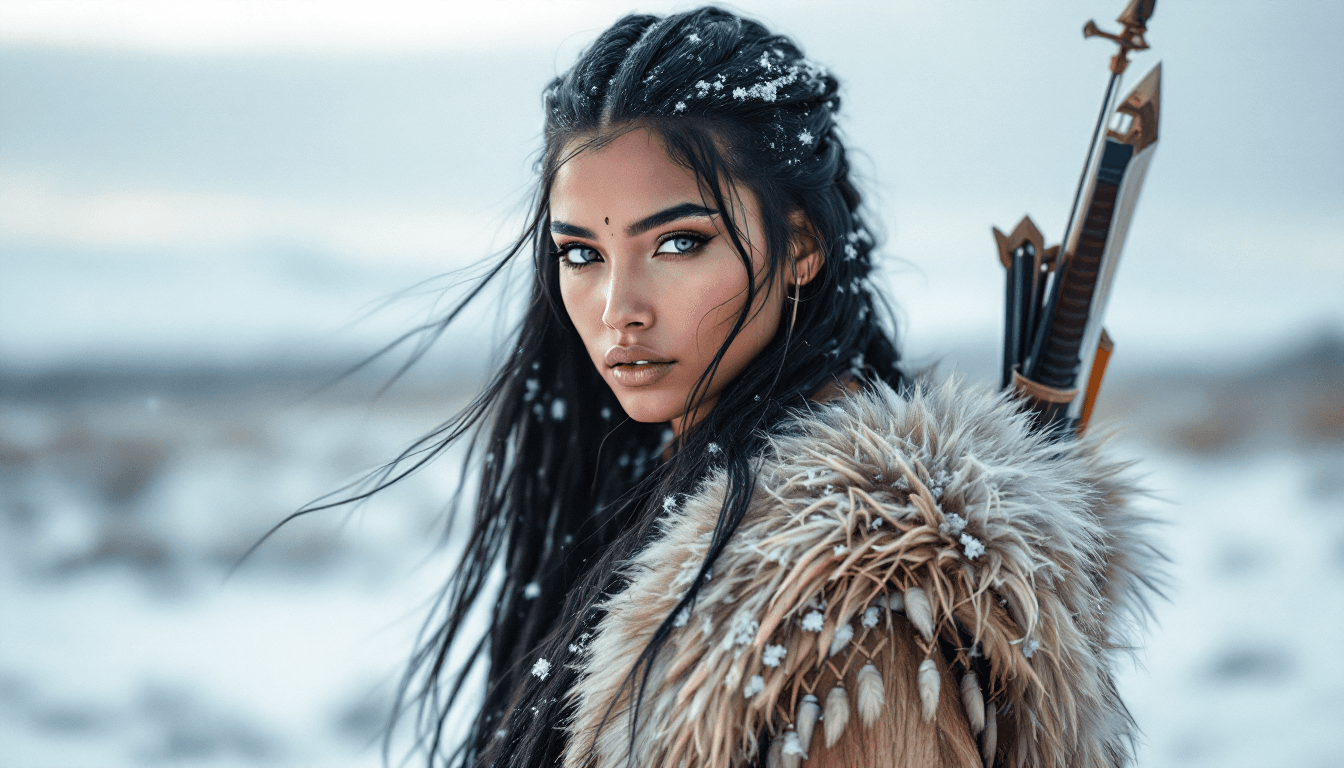 AI generated: a professional photo of the same exceptionally most beautiful Native American girl in the world (age...