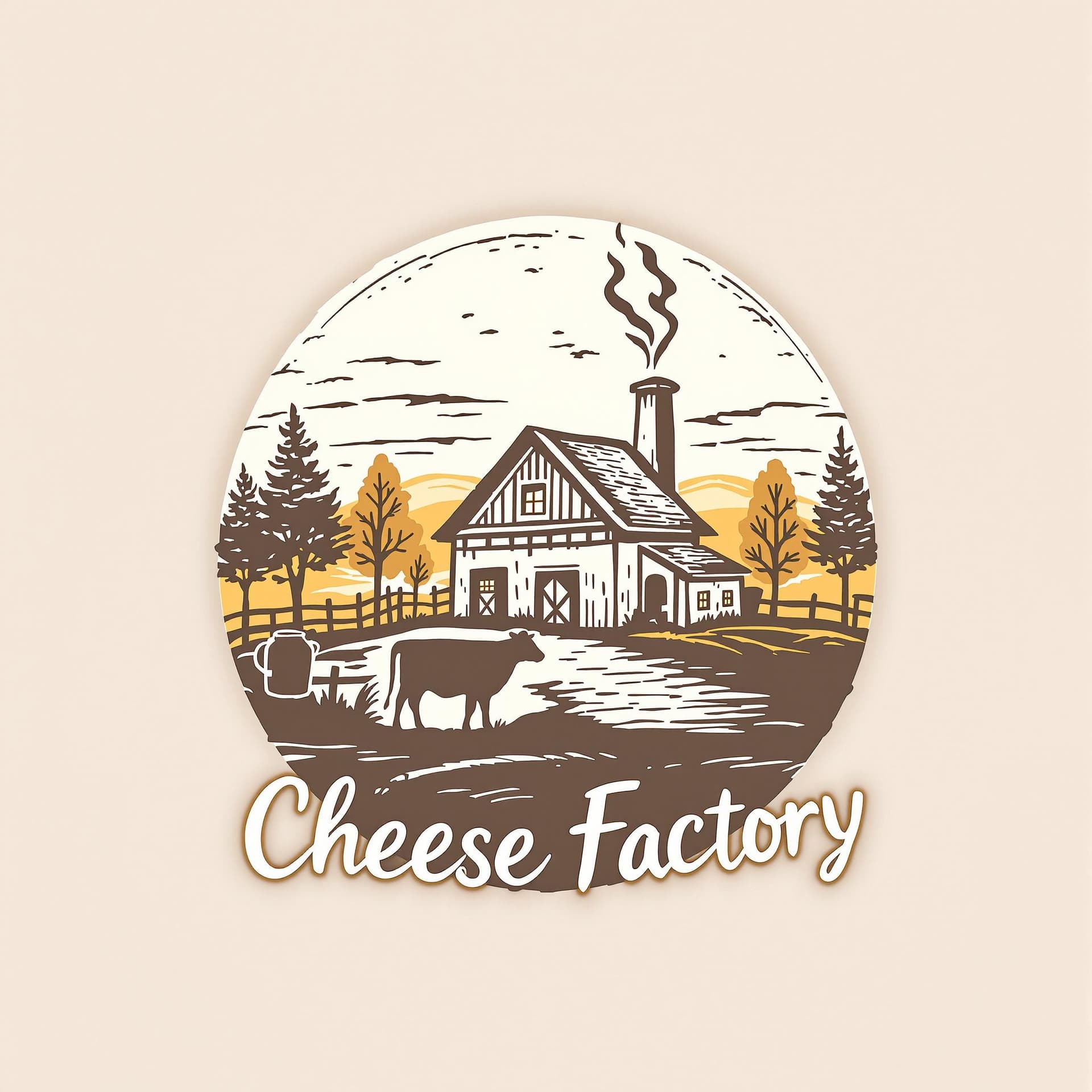 AI generated: **Description for the cheese factory logo:**  

The logo is designed in a rustic style reflecting tr...