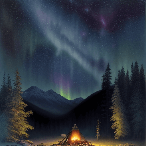 AI generated: Hyper realistic ground level watercolor nature magazine cover background of night sky phenomena, com...