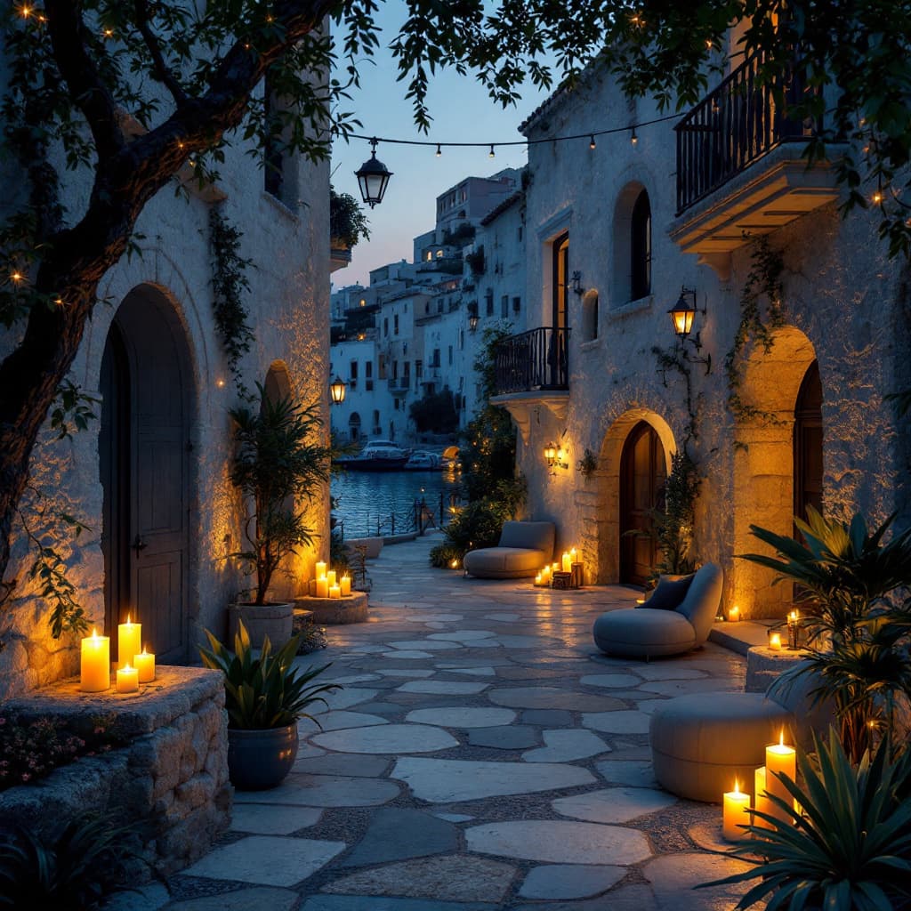 AI generated: "A mysterious and elegant secret birthday party invitation in Jaffa, Israel. The scene depicts a hid...