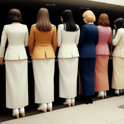 AI generated: women lined up for the female urinal