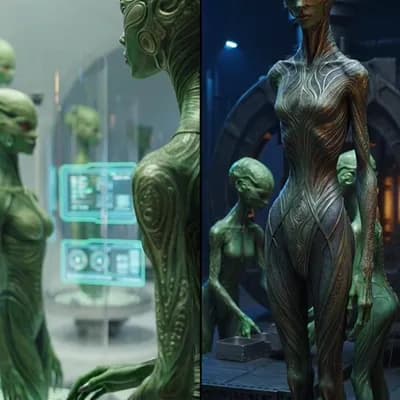 AI generated video: 
Split-screen cinematic composition, two distinct environments shown simultaneously with a perfect v...
