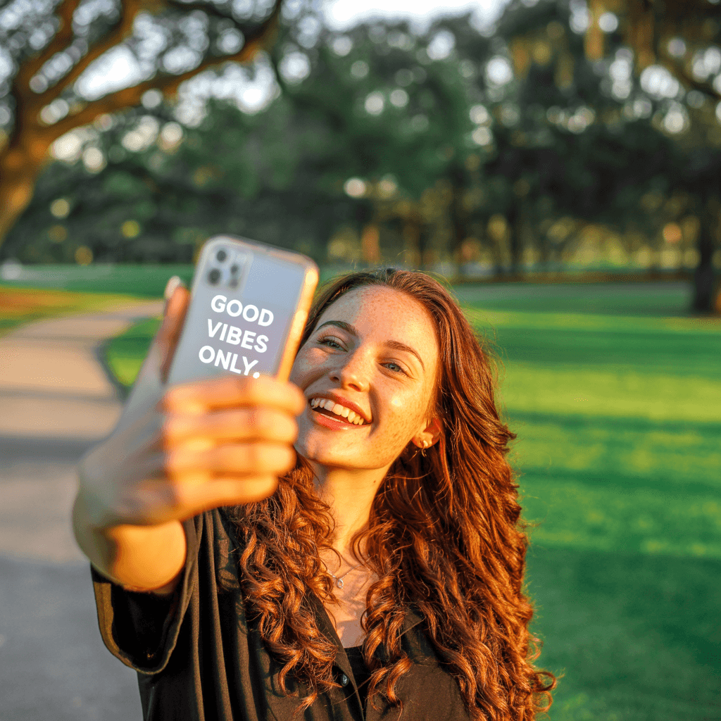 AI generated: Girl selfie in park, Real life photo 