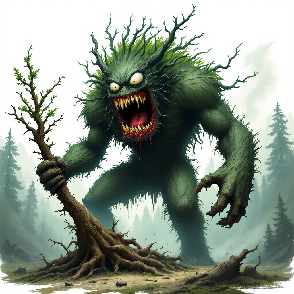 AI generated: create an image of a giant rage monster. its eyes are bulging out of its head, its mouth open in a s...