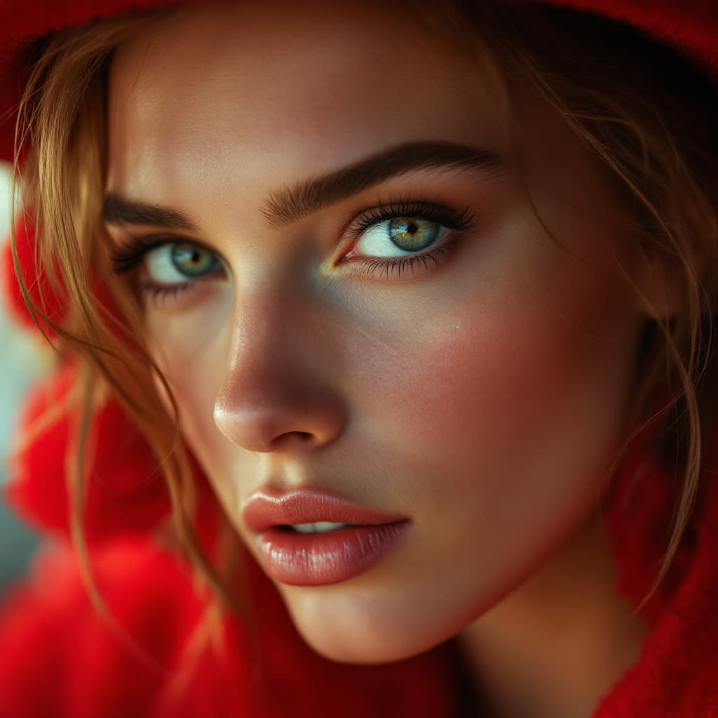 AI generated: A close-up color portrait of a woman resembling Scarlett Johansson, the woman's face highly detailed...