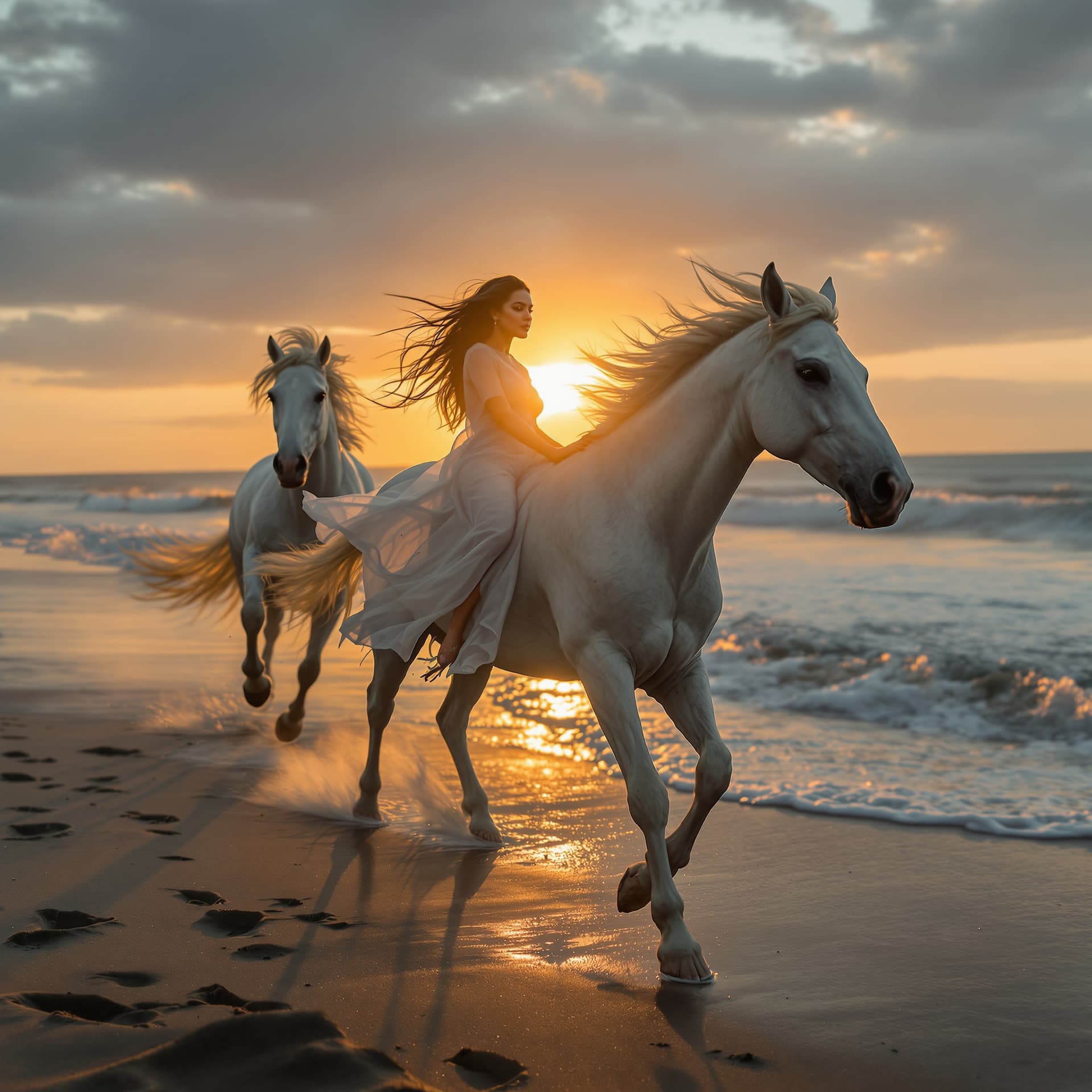 AI generated: High-resolution fashion editorial photograph of a breathtaking volpturous curvy Indian woman running...